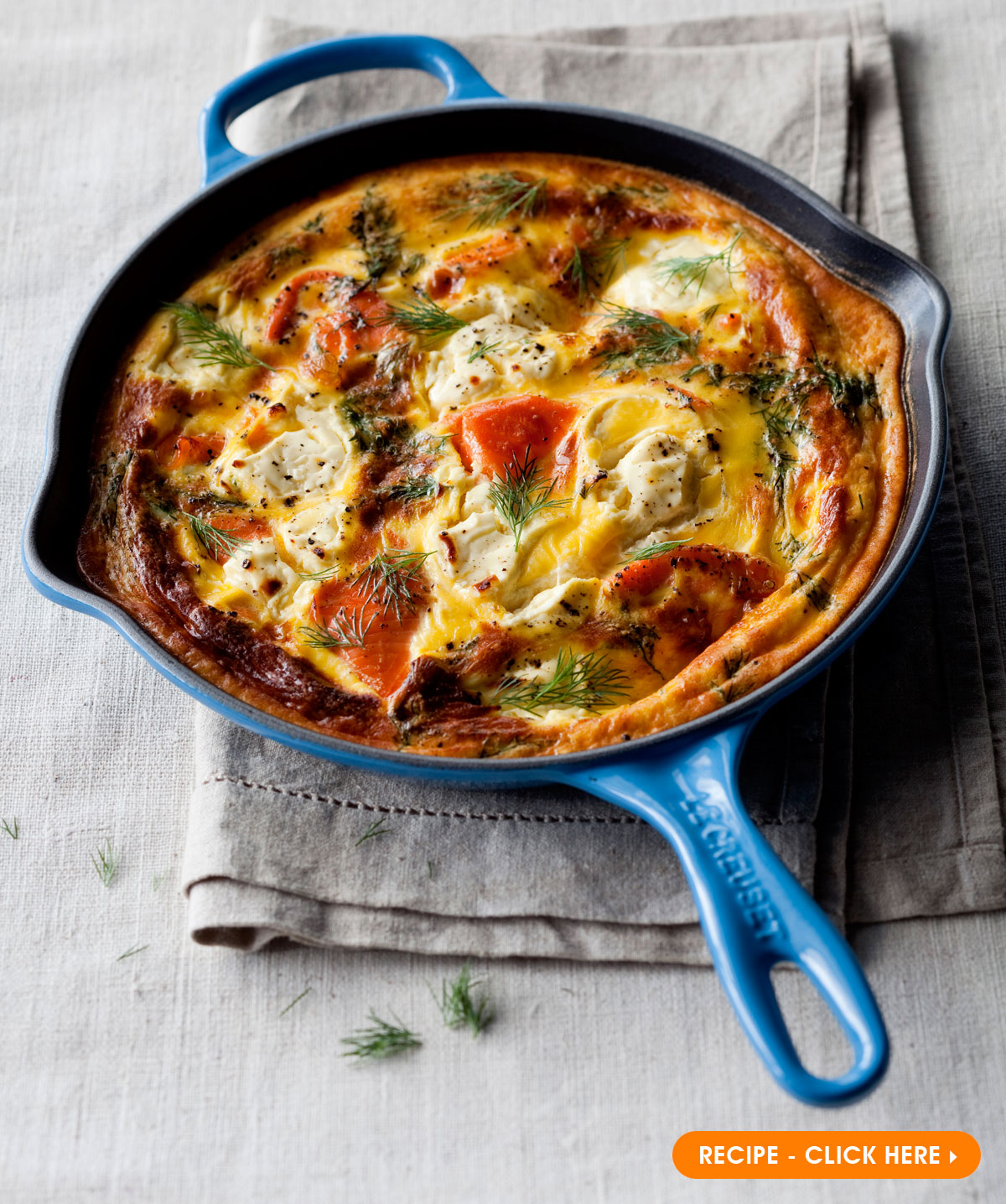 Le Creuset Smoked Salmon Frittata in Cast Iron Skillet