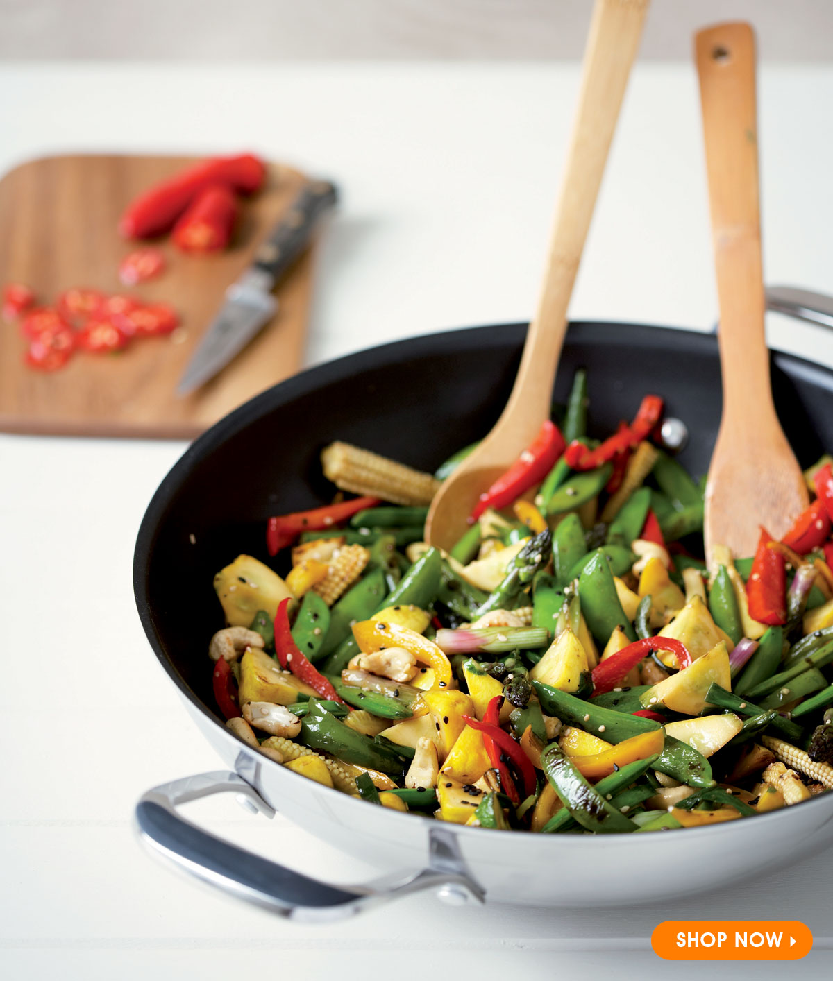 Stainless Steel Non-Stick Wok with Glass Lid