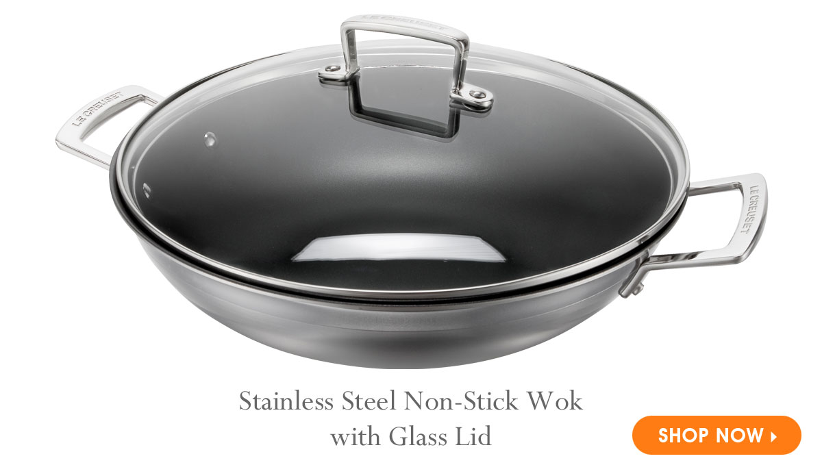 Stainless Steel Non-Stick Wok with Glass Lid