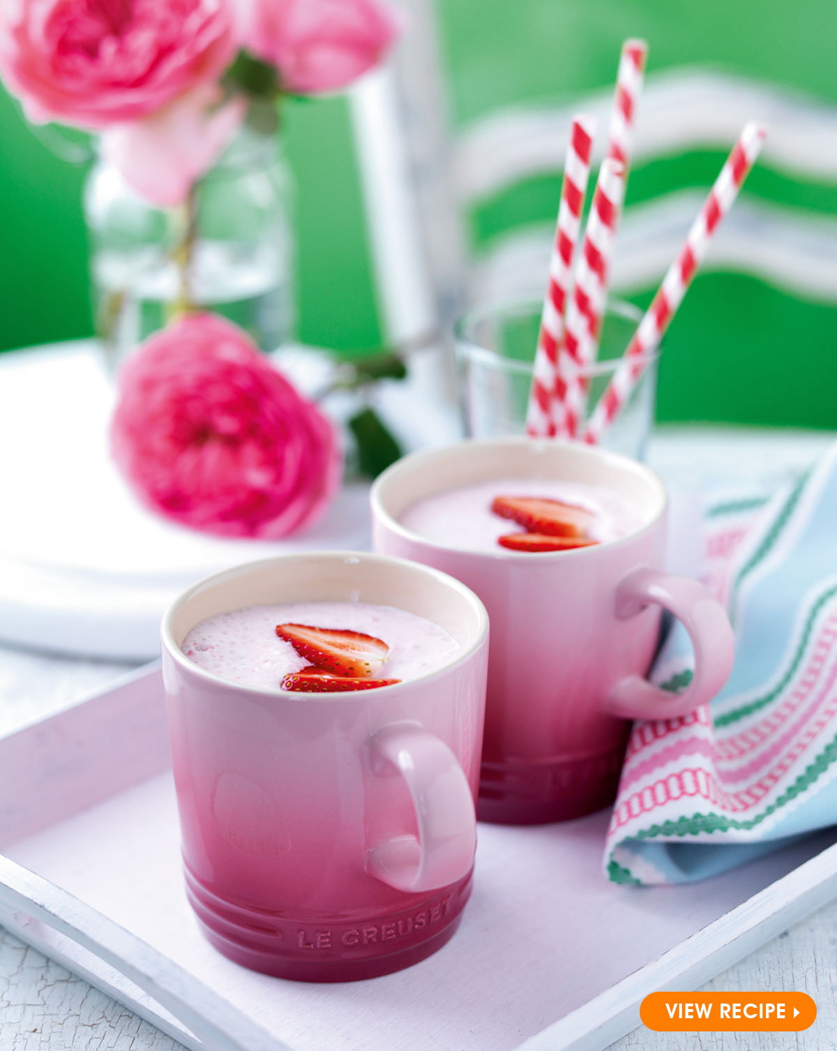 Strawberry Cream Milkshake in Le Creuset Mug