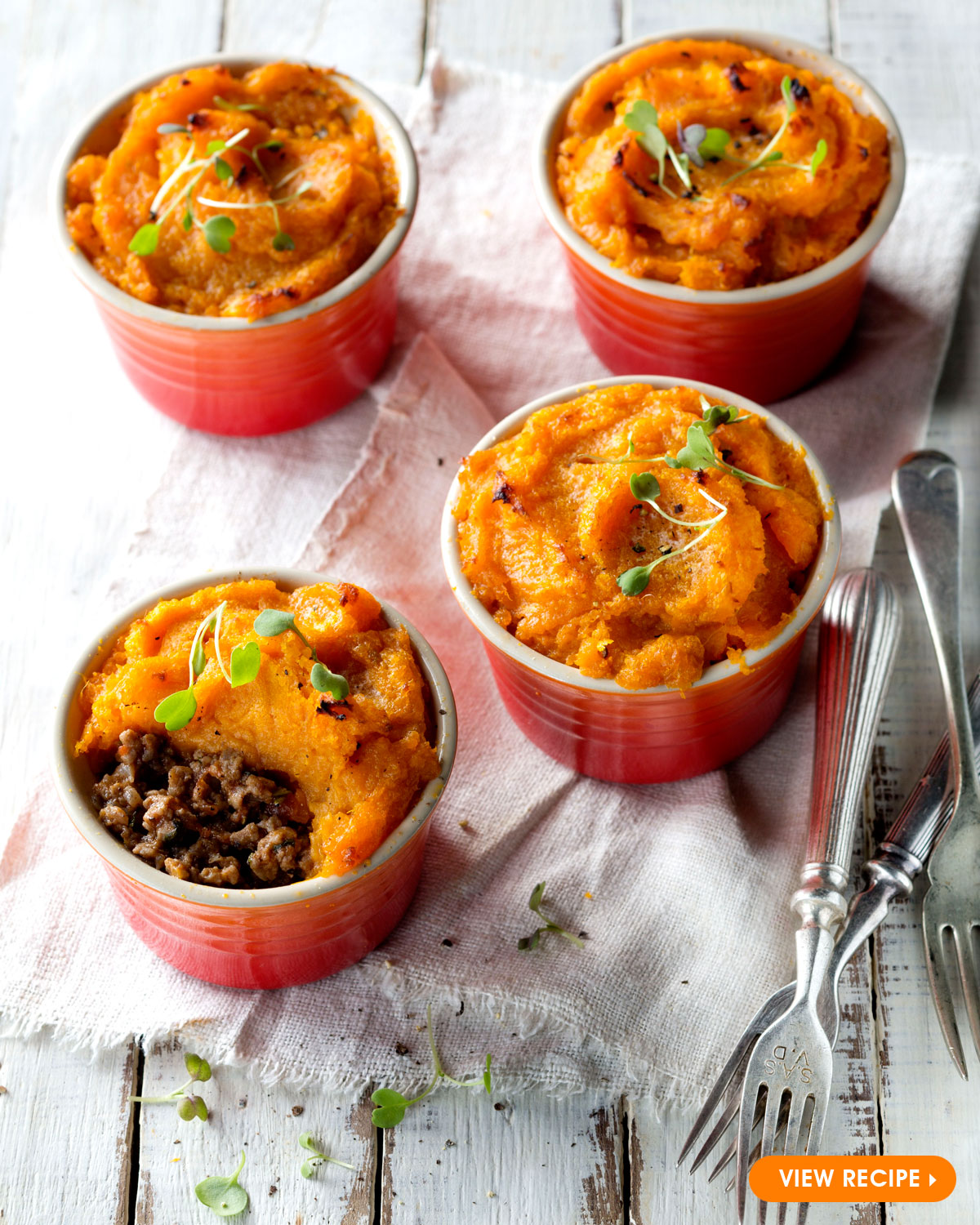 Beef and Ostrich Shepards Pie with Sweet Potato Mash