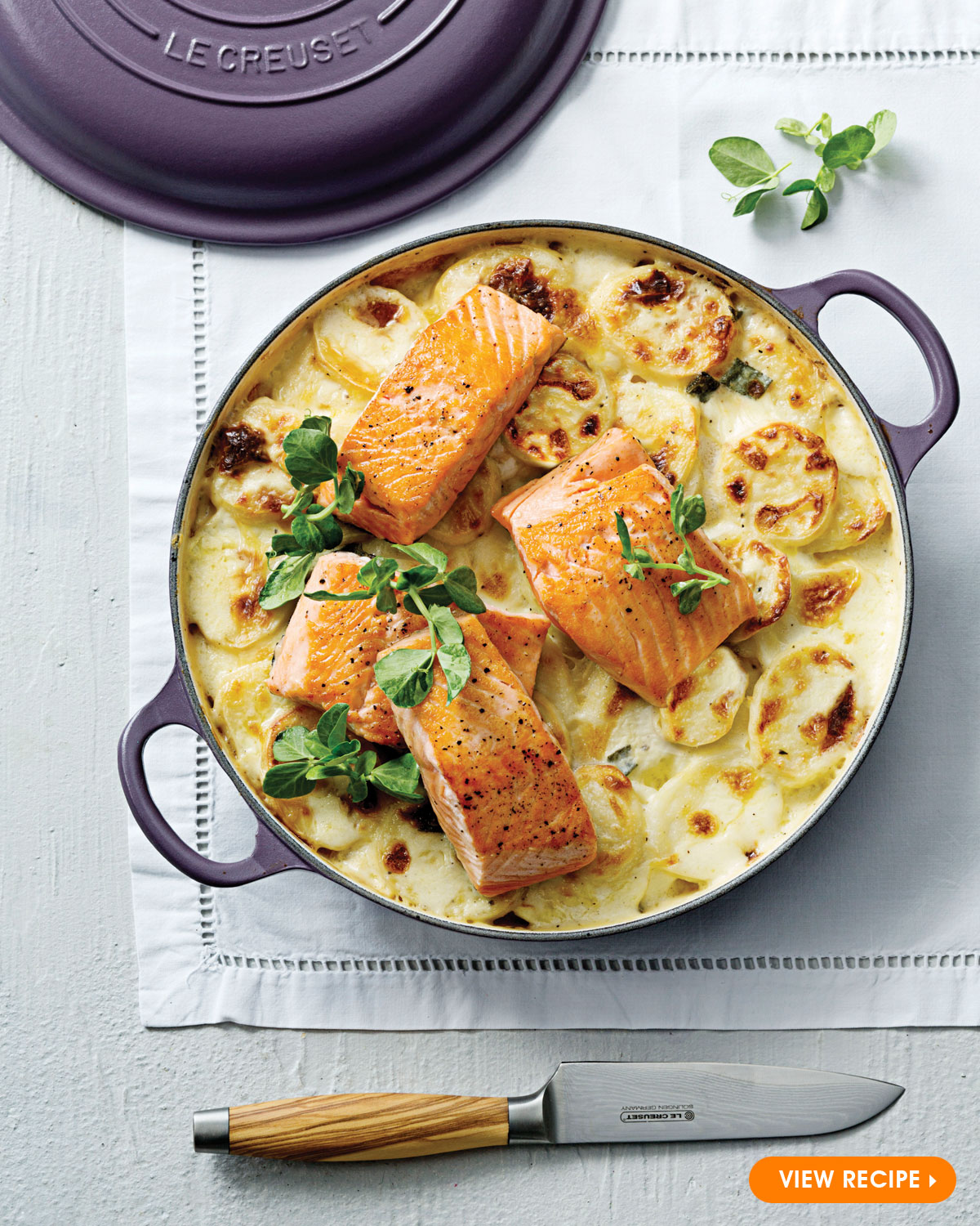Potato Bake with Grilled Salmon Fillets