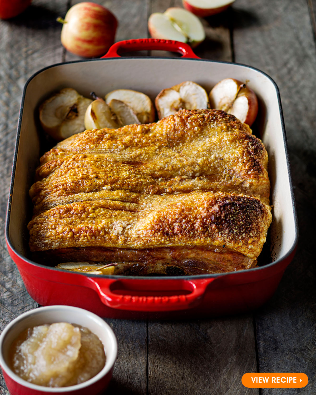 Roast Pork Belly with Spiced Apple Sauce 