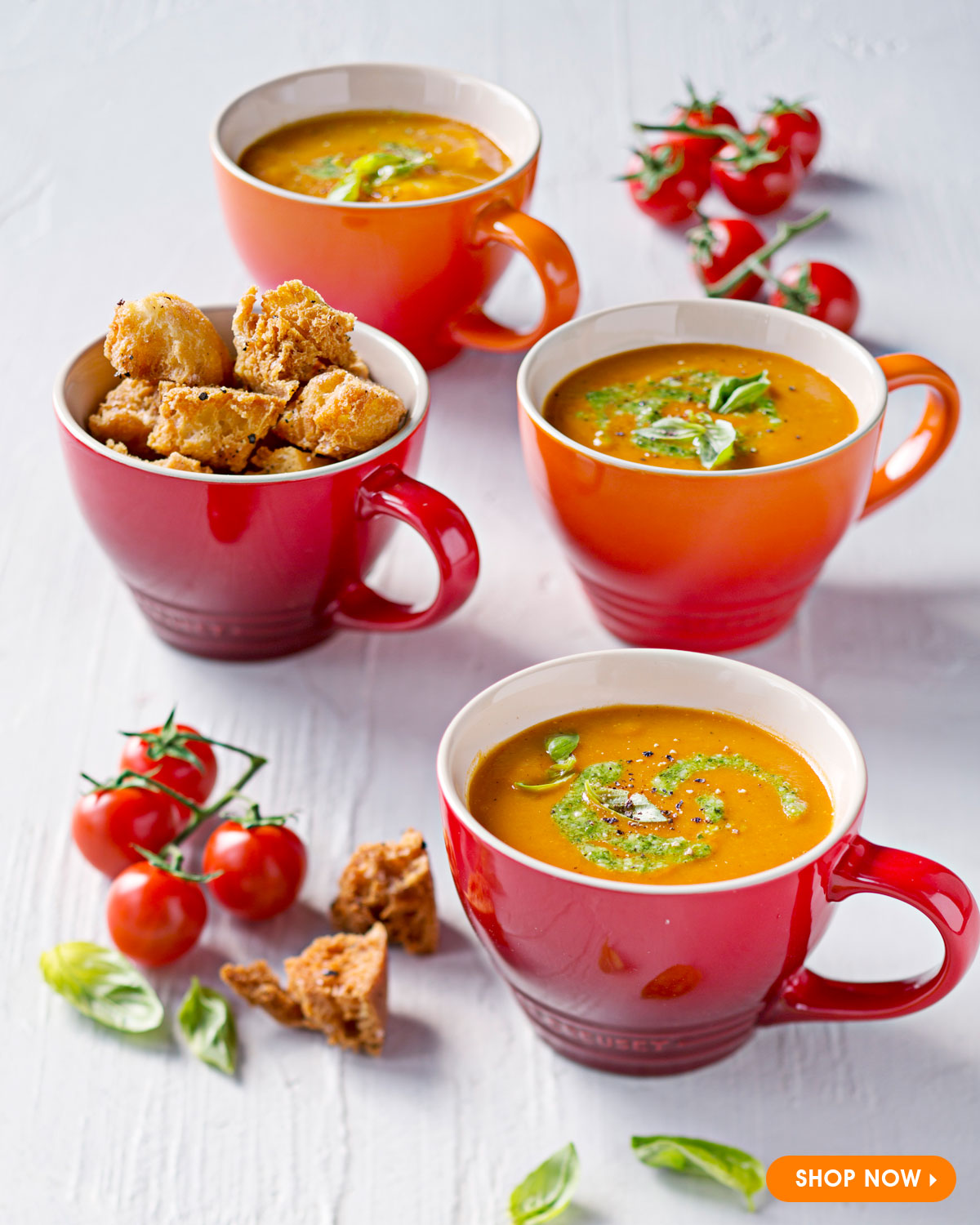 Roasted Tomato Soup with Basil Pesto