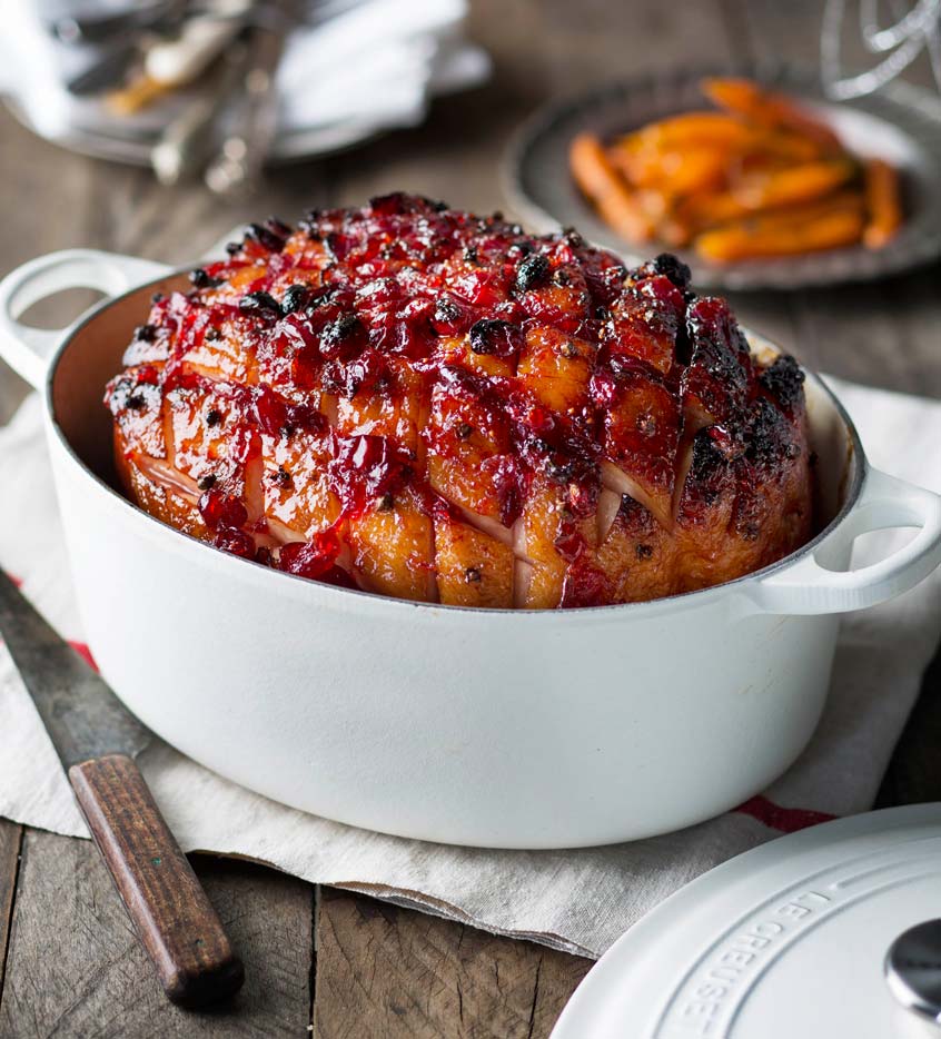 Cranberry Glazed Gammon with Sticky French Tarragon Honeyed Carrots