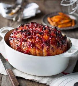 Cranberry Glazed Gammon with Sticky French Tarragon Honeyed Carrots