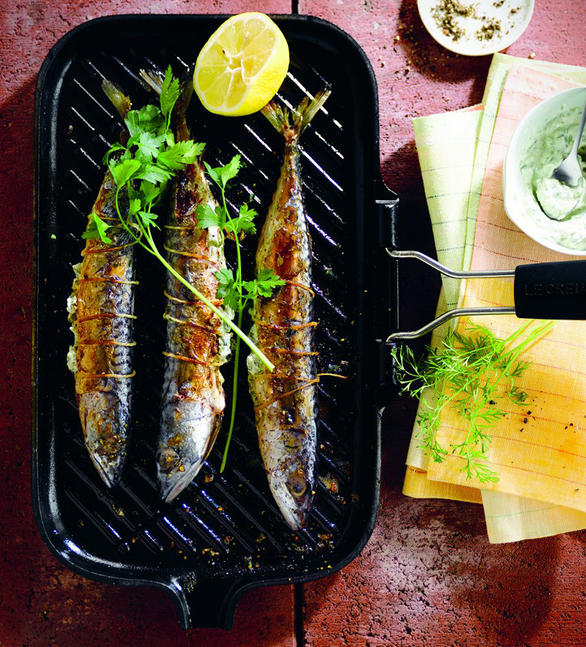 Grilled Mackerel filled with Fresh Herbs and Fresh Cheese - Le Creuset ...