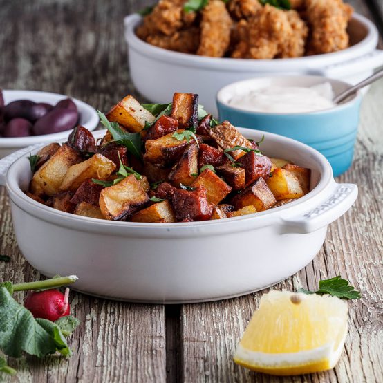 Crispy Potatoes with Chorizo and Garlic  Le Creuset Recipes